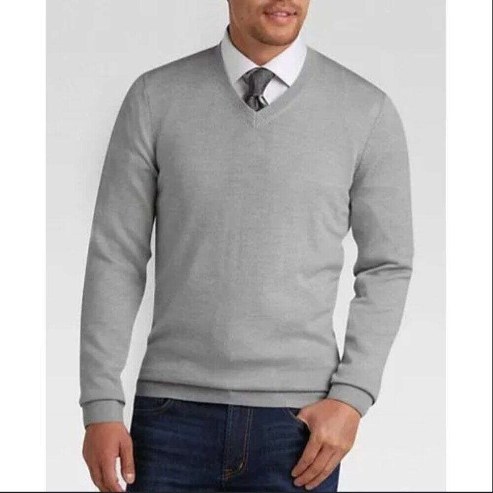 CLEARANCE American Tall Men's Gray Everyday V Neck Long Sweater NWT Size L XT